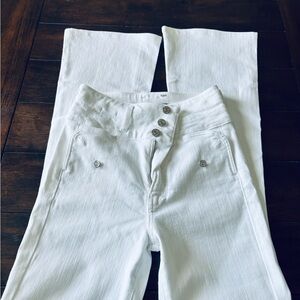 Veronica Beard White Denim Flare Jeans
